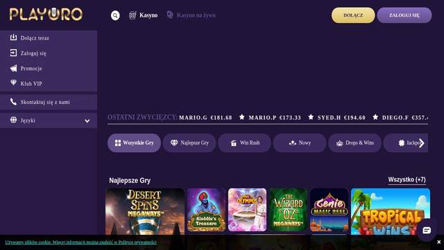 PlayOro casino screenshot